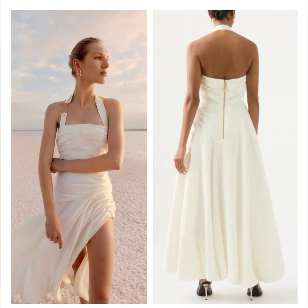 Aje - mika asymmetrical - white linen dress - size AU 6 - US 2